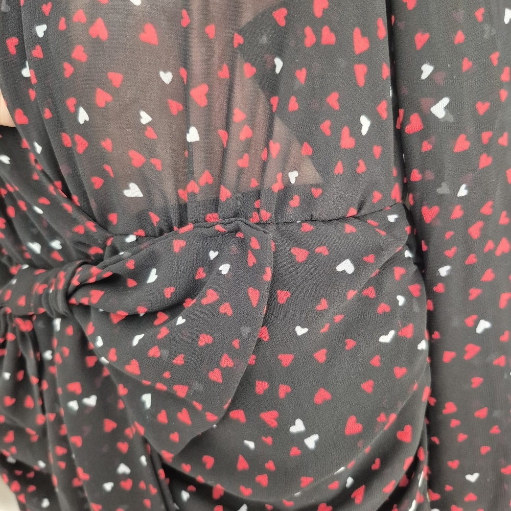 Zara Women's Black Valentine's Day Heart Print Ruched Mini Dress Size S - Picture 5 of 11